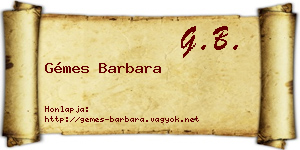 Gémes Barbara névjegykártya